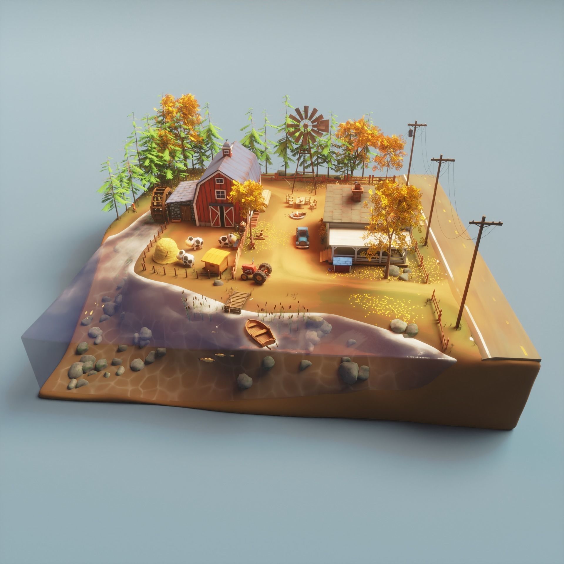 Farm prop pack - stylized Low-poly 3D model_1