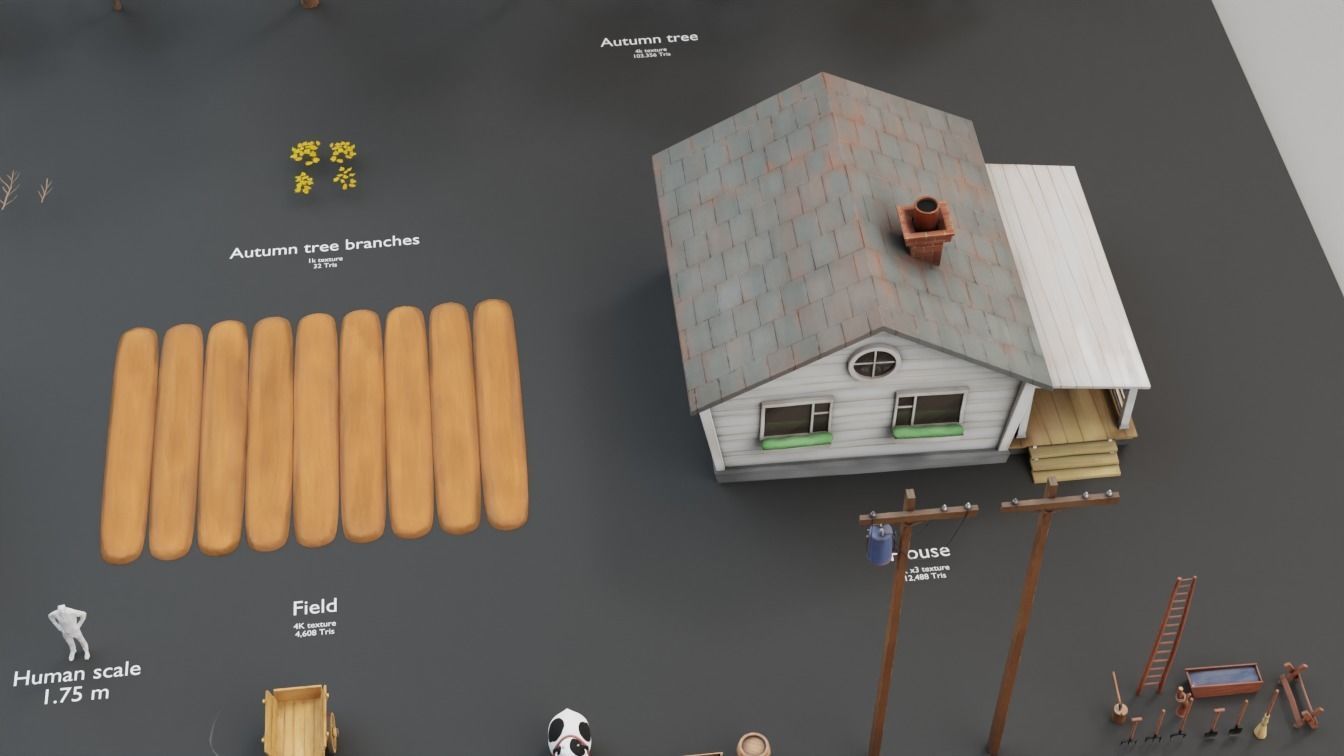 Farm prop pack - stylized Low-poly 3D model_17