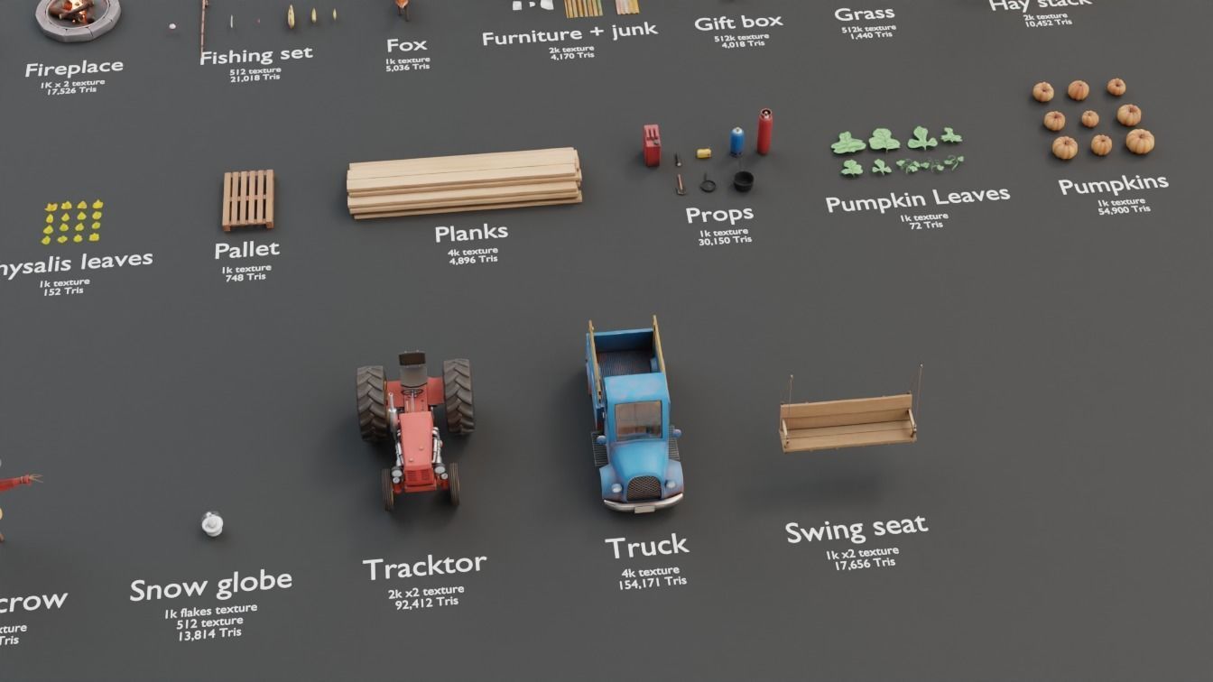 Farm prop pack - stylized Low-poly 3D model_7