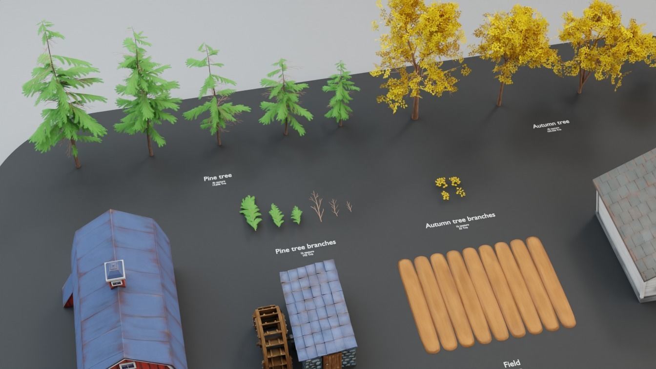 Farm prop pack - stylized Low-poly 3D model_9