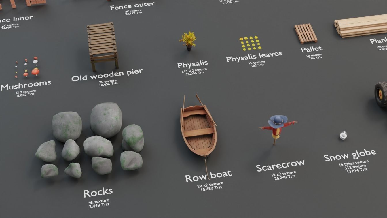 Farm prop pack - stylized Low-poly 3D model_8