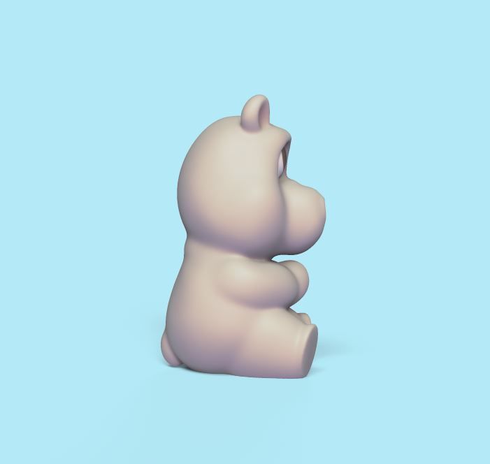 Sitting Hippo 3D print model_2