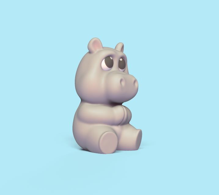 Sitting Hippo 3D print model_1