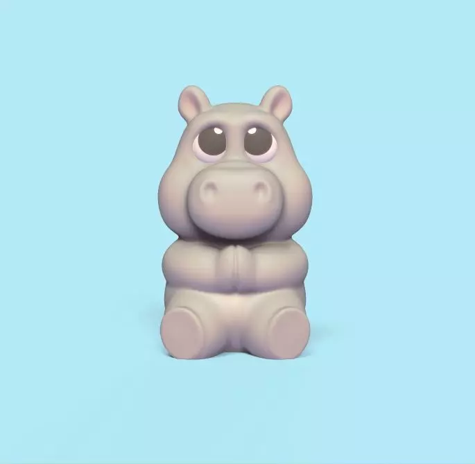 Sitting Hippo 3D print model_0