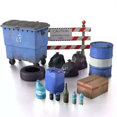Garbage and Construction waste Low-poly 3D model