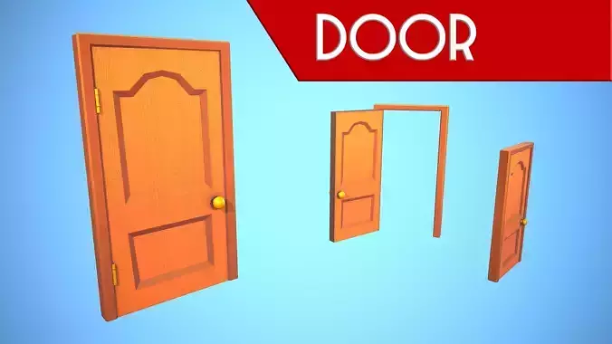DOOR 2 CARTOON STYLIZED HOME HOUSE Low-poly 3D model