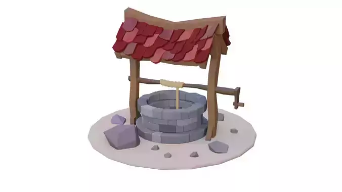 Low Poly Well 3D Model water
