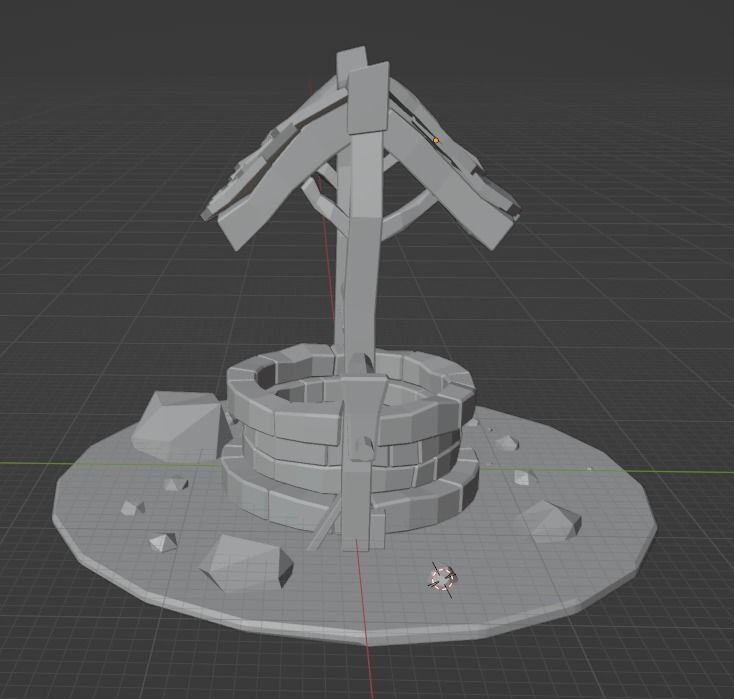 Low Poly Well 3D Model water Low-poly 3D model_6