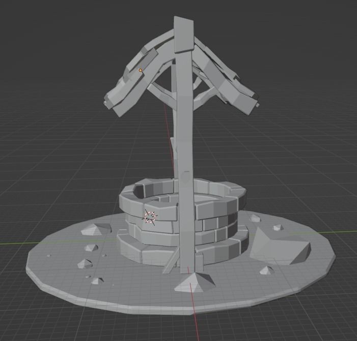 Low Poly Well 3D Model water Low-poly 3D model_5