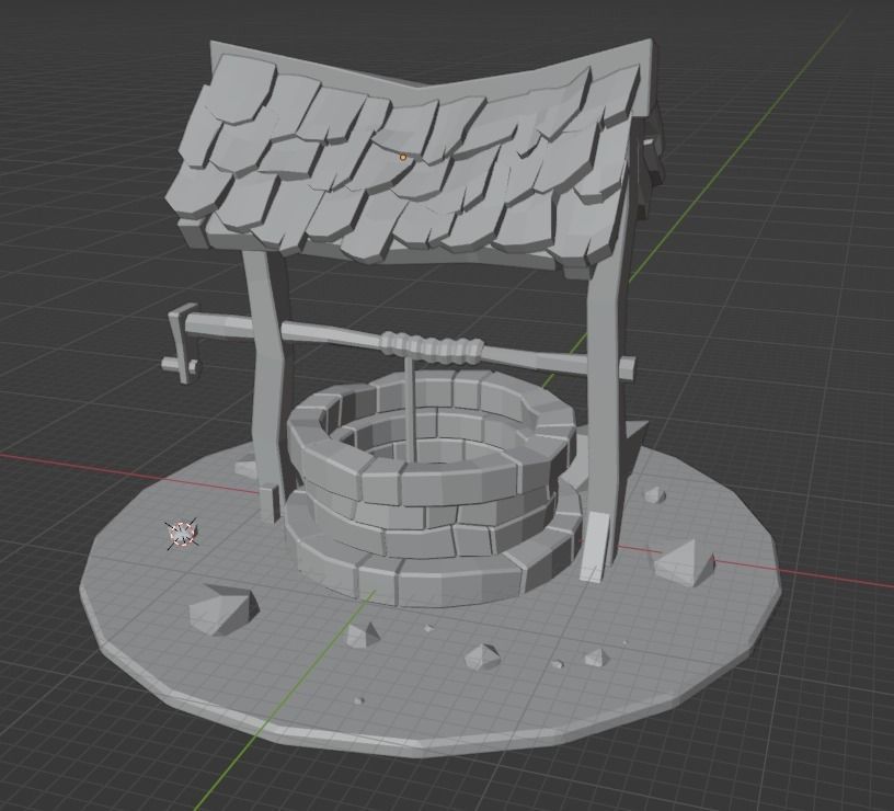 Low Poly Well 3D Model water Low-poly 3D model_4