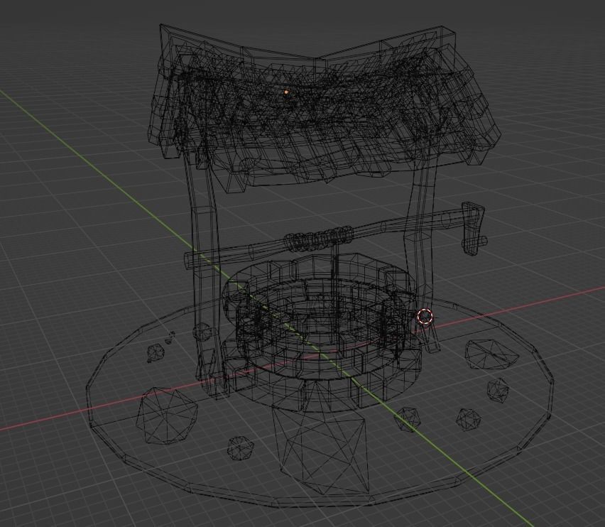 Low Poly Well 3D Model water Low-poly 3D model_8