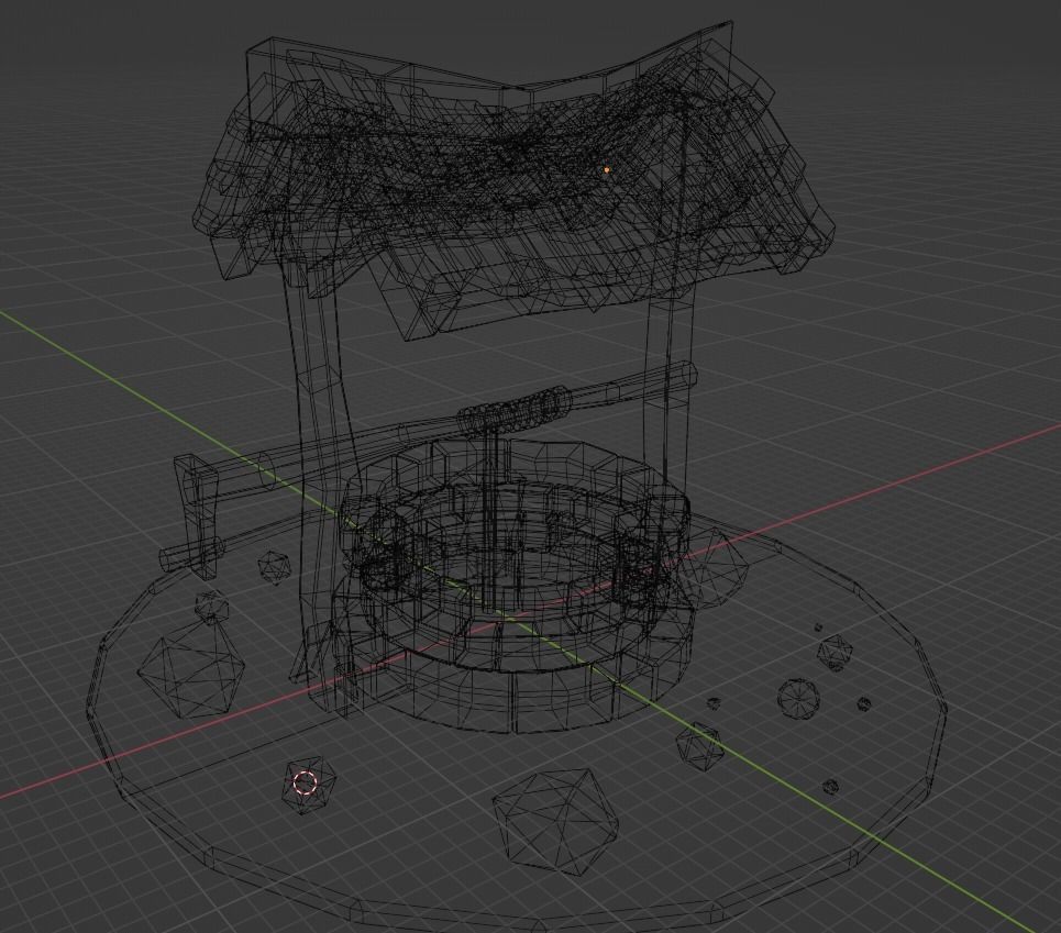 Low Poly Well 3D Model water Low-poly 3D model_7