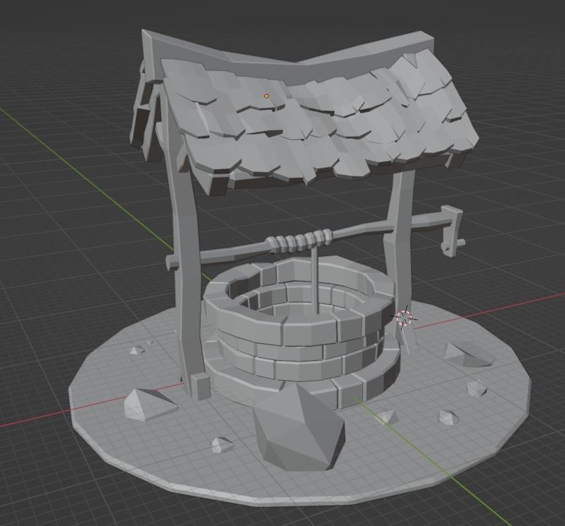 Low Poly Well 3D Model water Low-poly 3D model_3