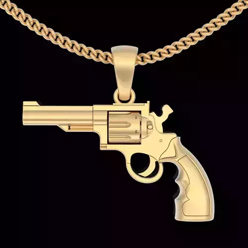 Gun Revolver pendant silver  gold jewelry 3D printable model