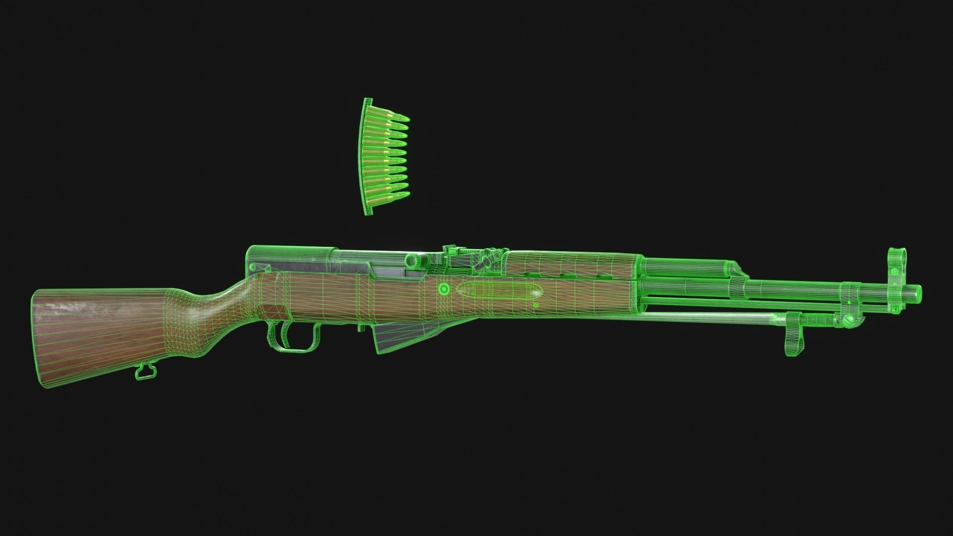 SKS - Type 56 Carbine - Game Asset Low-poly 3D model_14
