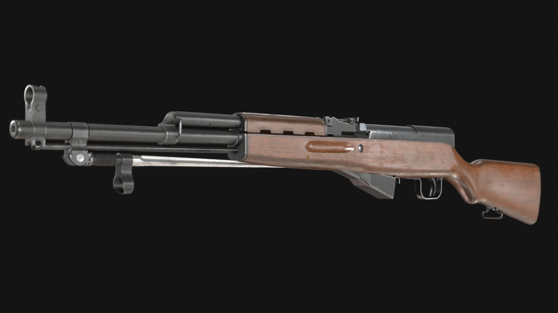 SKS - Type 56 Carbine - Game Asset Low-poly 3D model_5