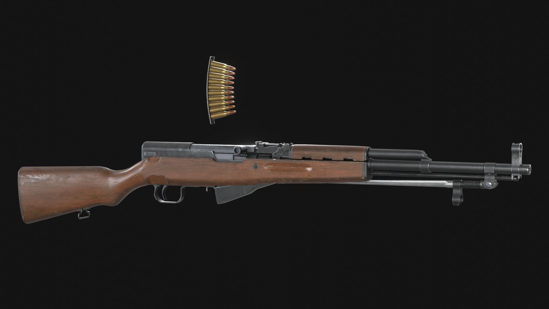 SKS - Type 56 Carbine - Game Asset Low-poly 3D model_13