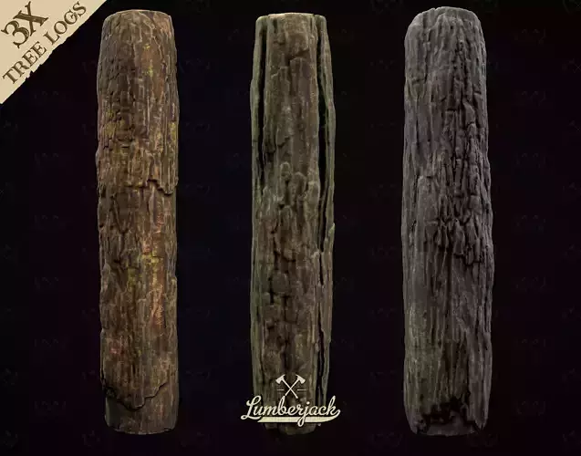 3X Tree Logs - Tree Bark for Diorama and Miniature - Lumberjack  3D print model