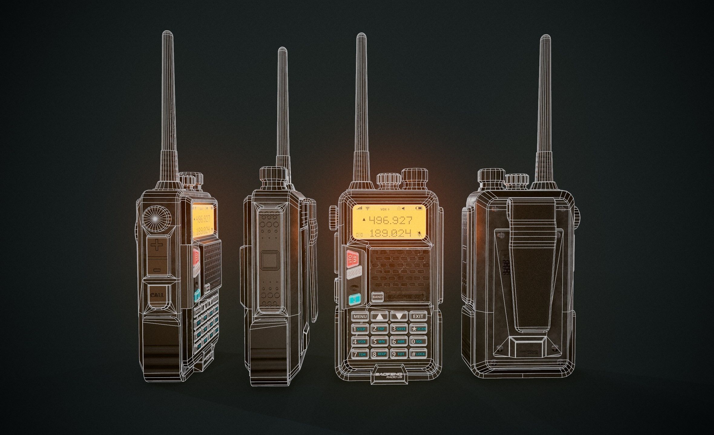 Game ready Walkie Talkie  Low-poly 3D model_13