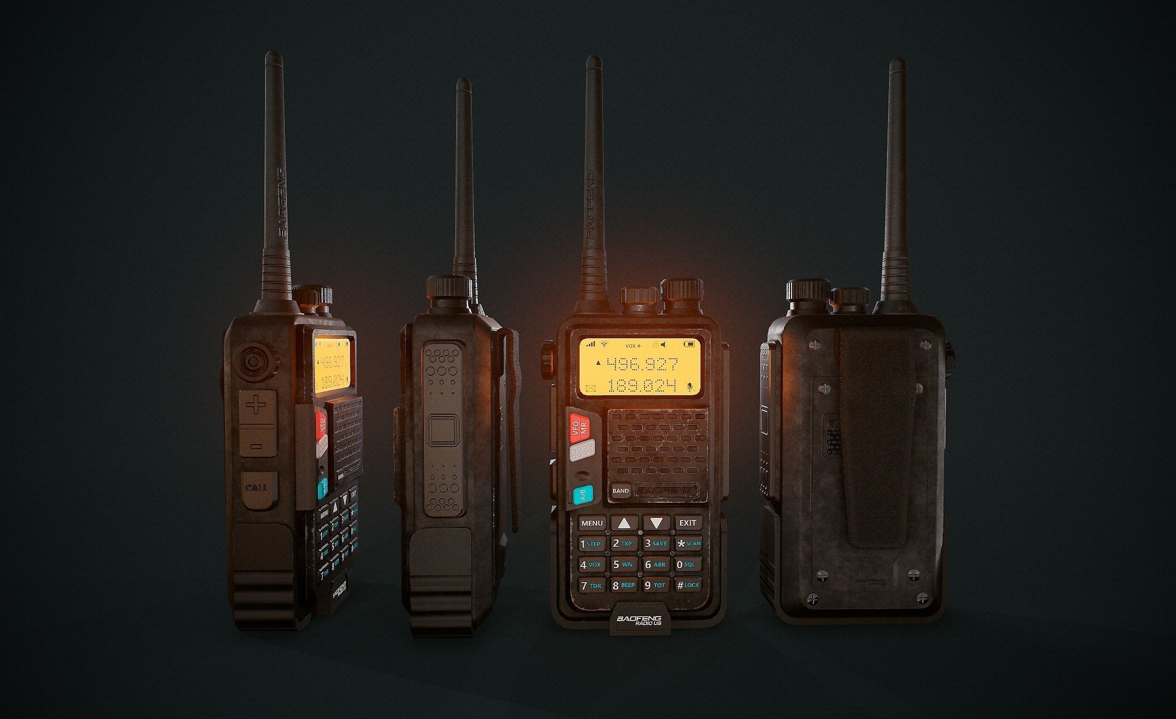 Game ready Walkie Talkie  Low-poly 3D model_10