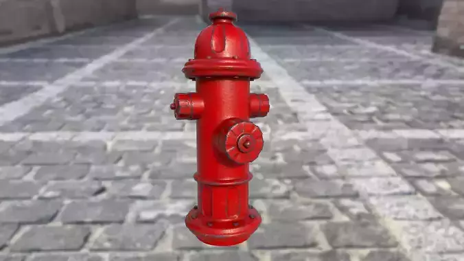 Hydrant PBR game ready fire on cobblestone street