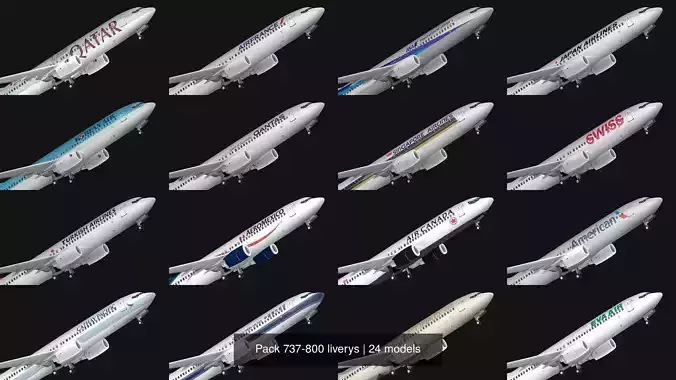 Pack 737-800 liverys 3D Model Collection