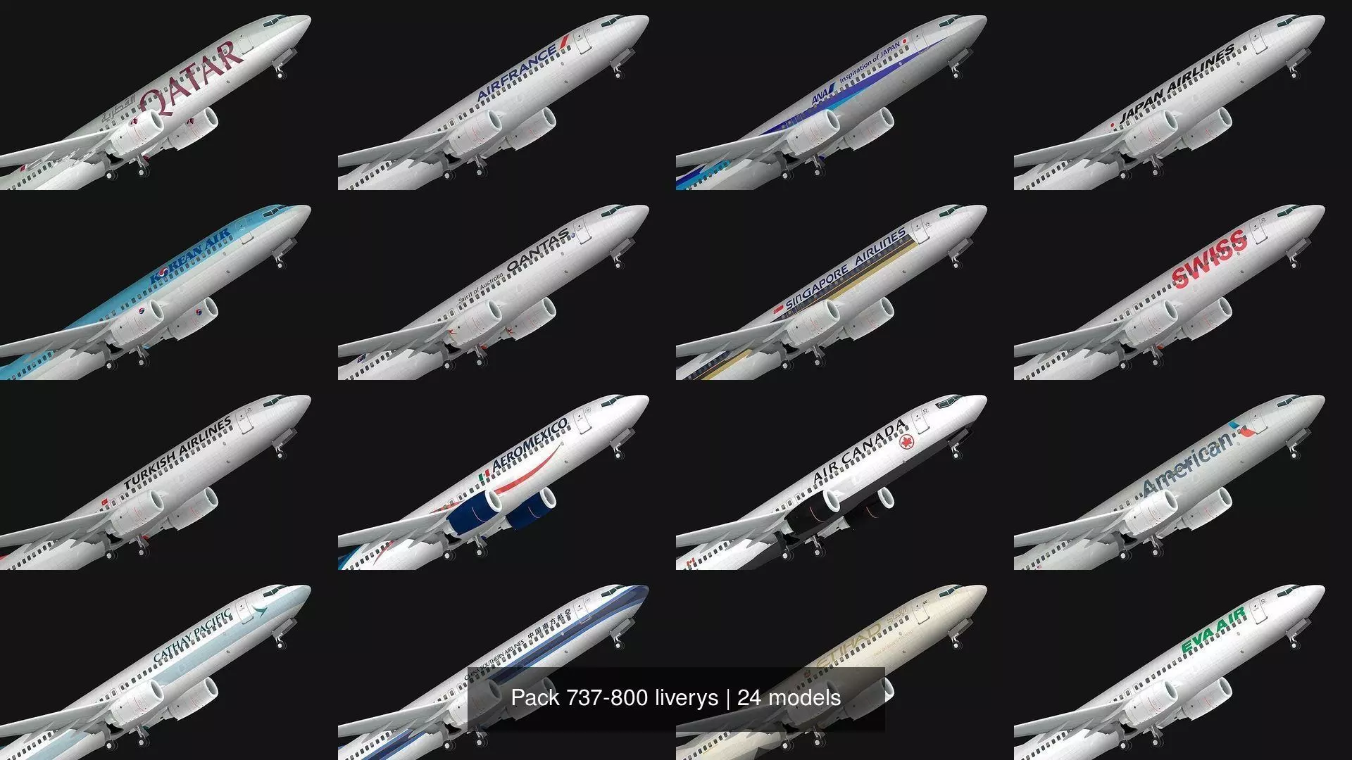 Pack 737-800 liverys 3D Model Collection_0