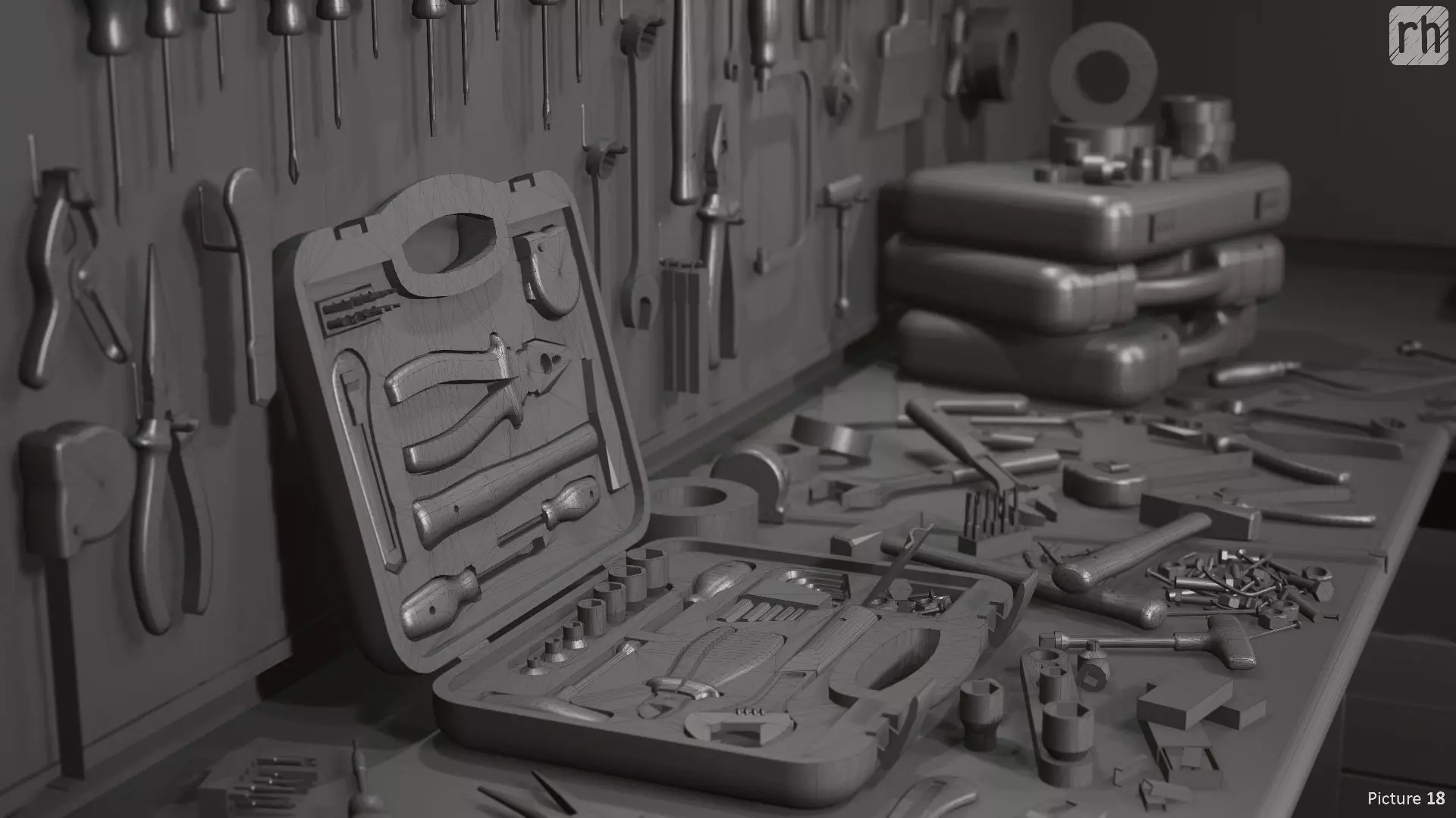 Workbench Hand Tools PBR Game-Ready Vol 1 Low-poly 3D model_19