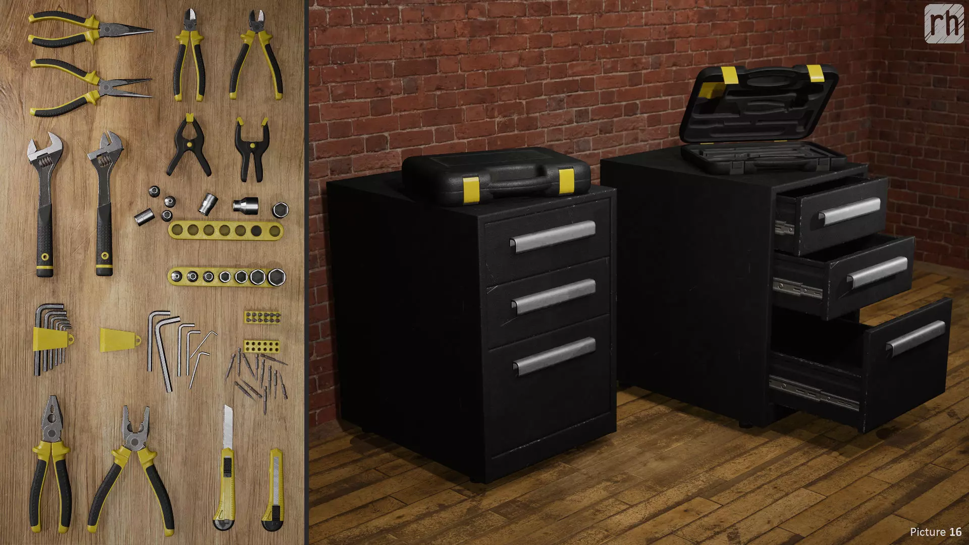 Workbench Hand Tools PBR Game-Ready Vol 1 Low-poly 3D model_17