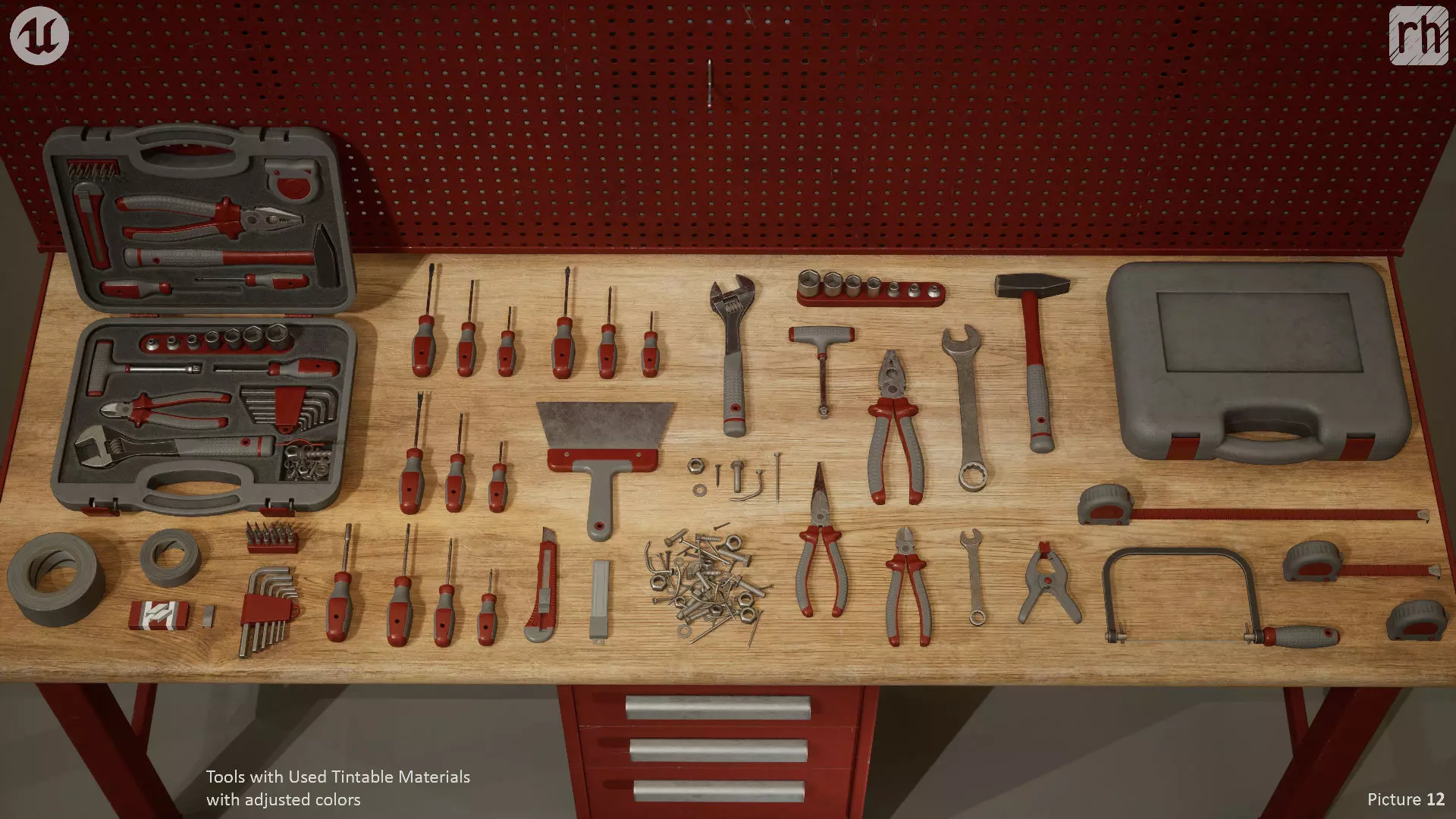 Workbench Hand Tools PBR Game-Ready Vol 1 Low-poly 3D model_13