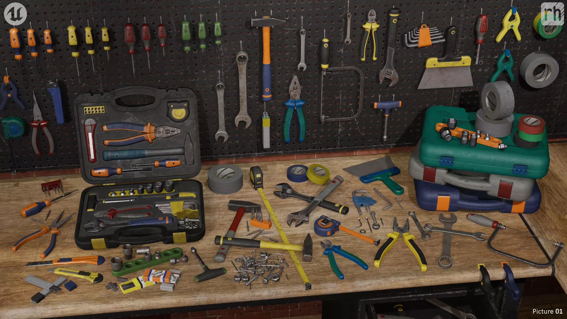 Workbench Hand Tools PBR Game-Ready Vol 1 Low-poly 3D model_2