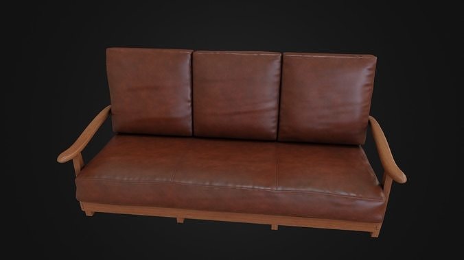 Leather Couch 01 Low-poly 3D model