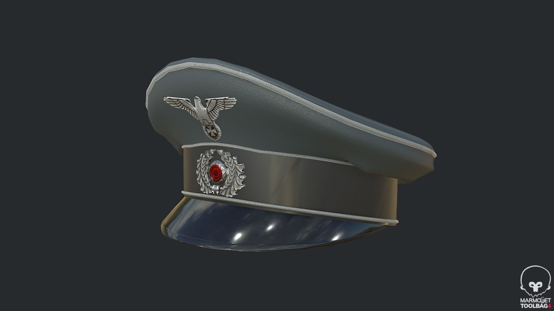 WW2 German Officer Hat - WWII German Commander Hat Low-poly 3D model_2