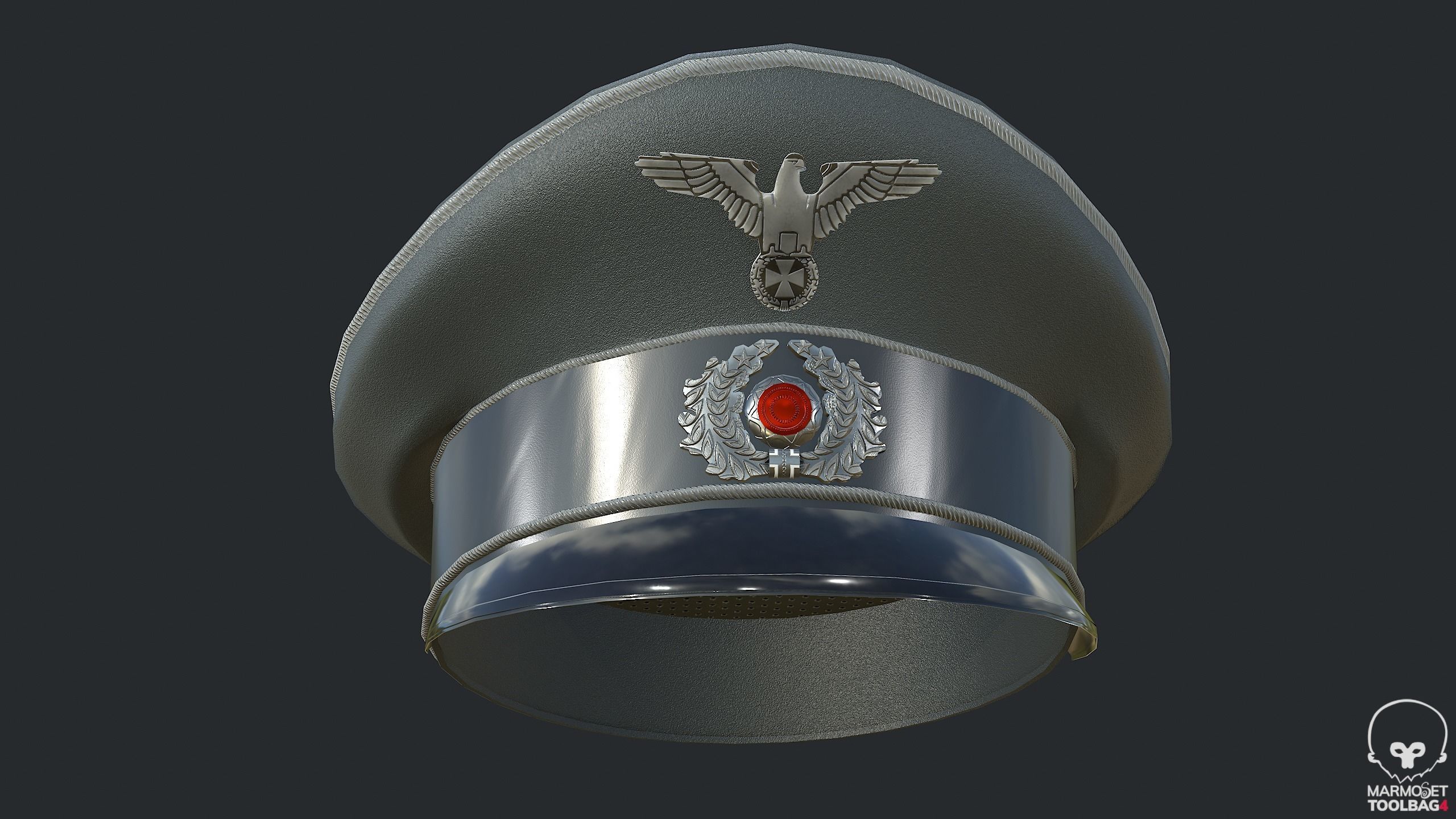 WW2 German Officer Hat - WWII German Commander Hat Low-poly 3D model_10