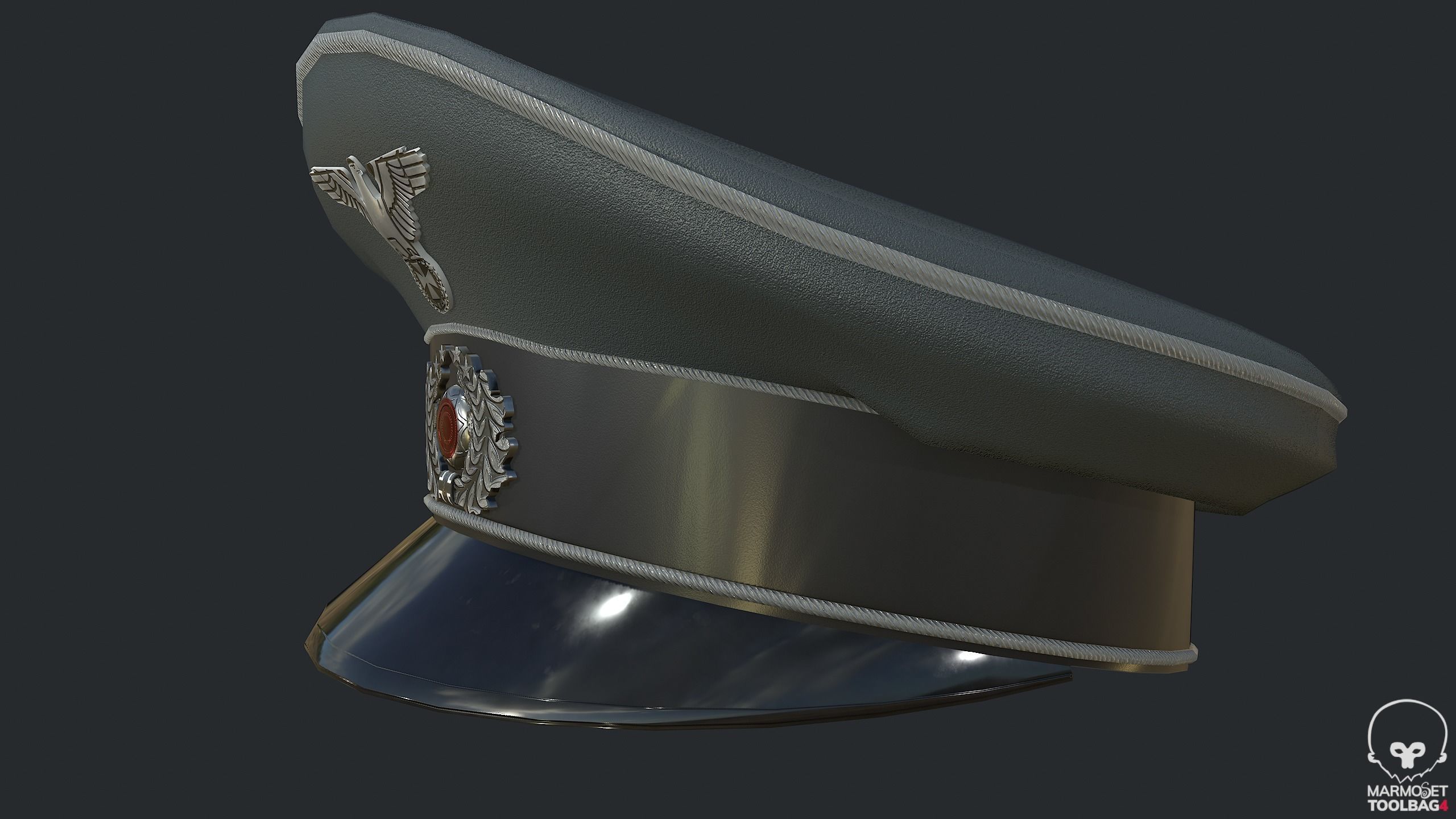 WW2 German Officer Hat - WWII German Commander Hat Low-poly 3D model_14