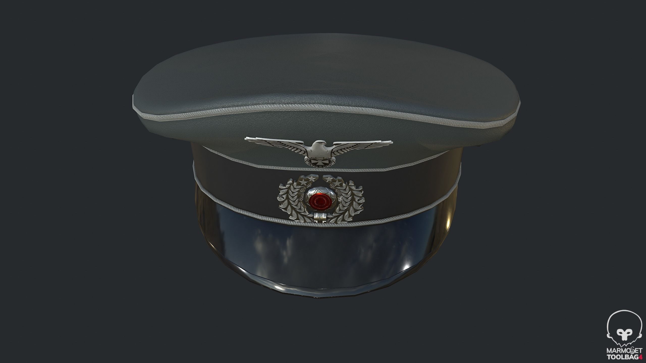 WW2 German Officer Hat - WWII German Commander Hat Low-poly 3D model_12