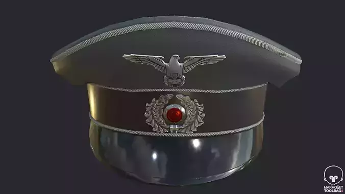 WW2 German Officer Hat - WWII German Commander Hat Low-poly 3D model