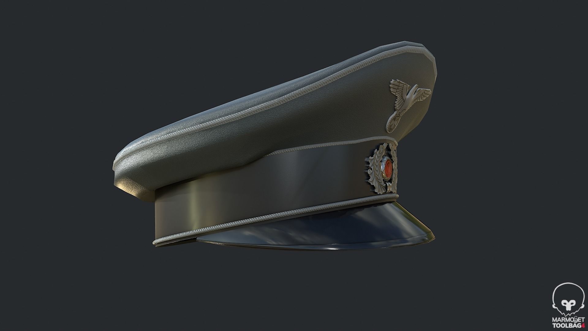 WW2 German Officer Hat - WWII German Commander Hat Low-poly 3D model_5