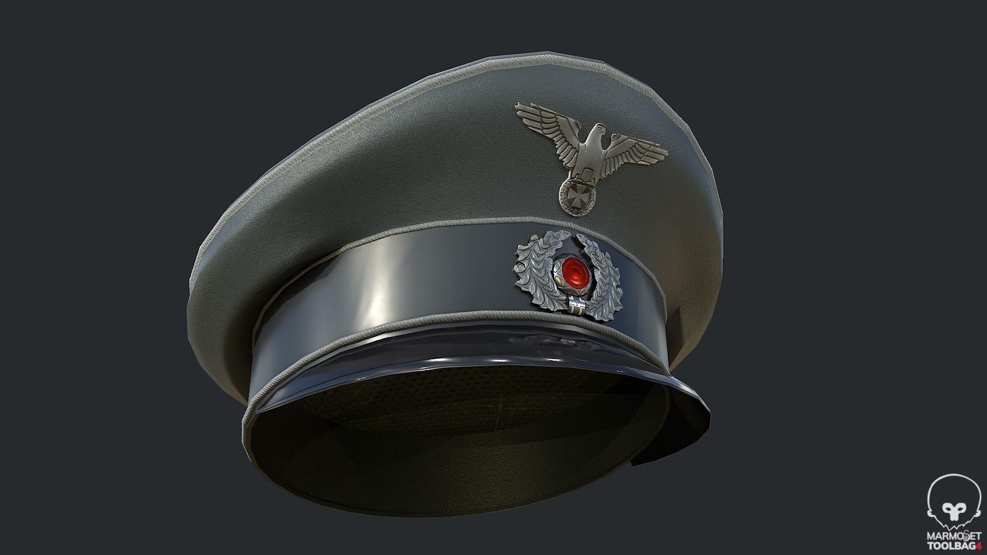 WW2 German Officer Hat - WWII German Commander Hat Low-poly 3D model_4