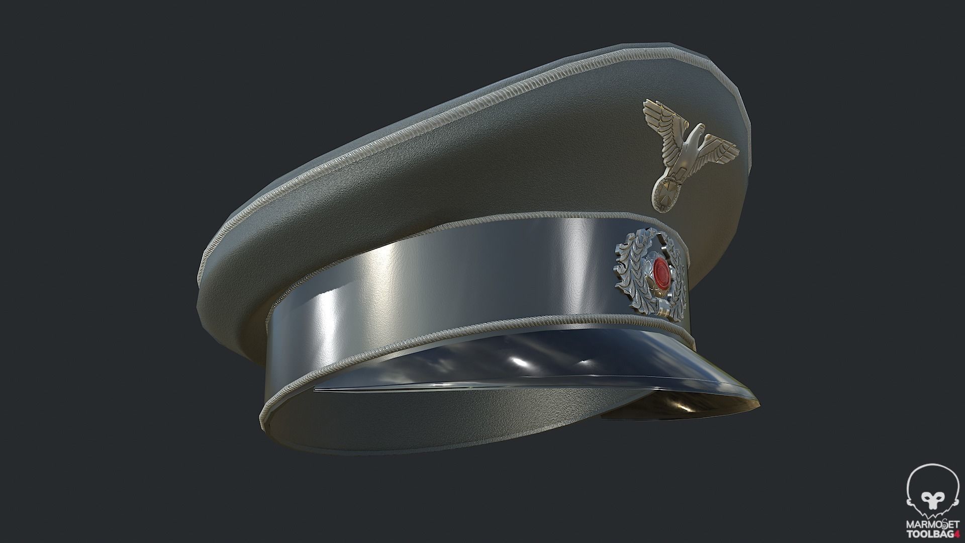 WW2 German Officer Hat - WWII German Commander Hat Low-poly 3D model_6