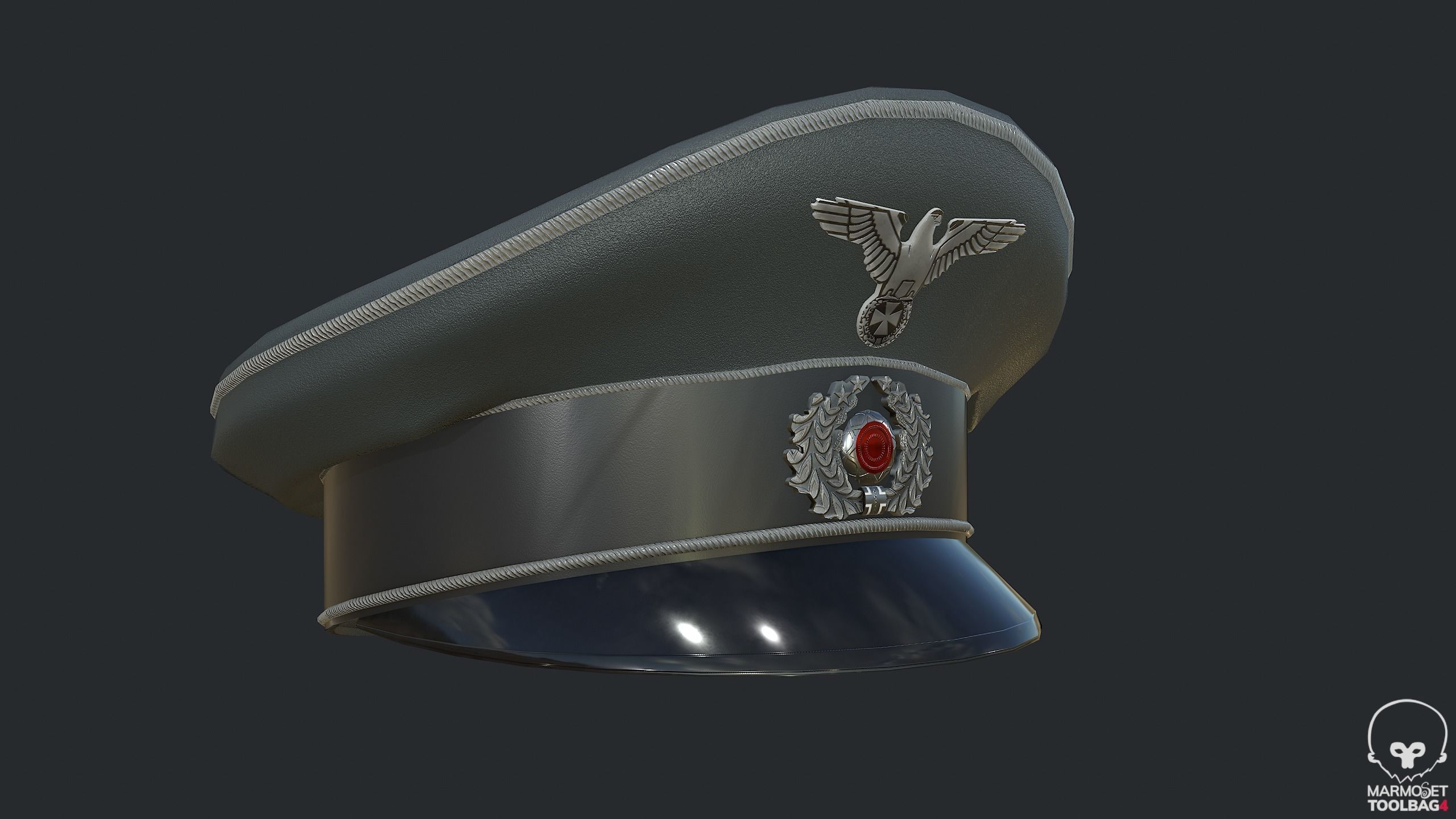 WW2 German Officer Hat - WWII German Commander Hat Low-poly 3D model_11