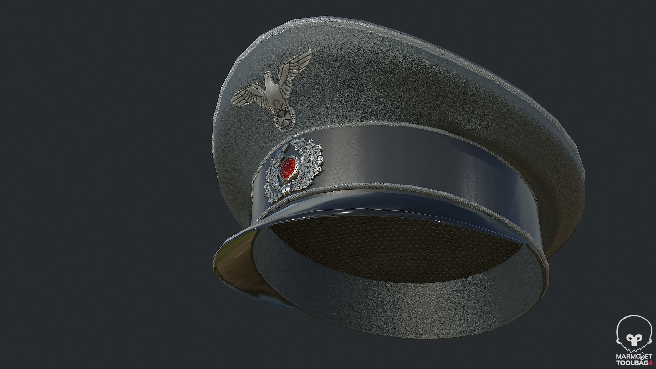 WW2 German Officer Hat - WWII German Commander Hat Low-poly 3D model_13