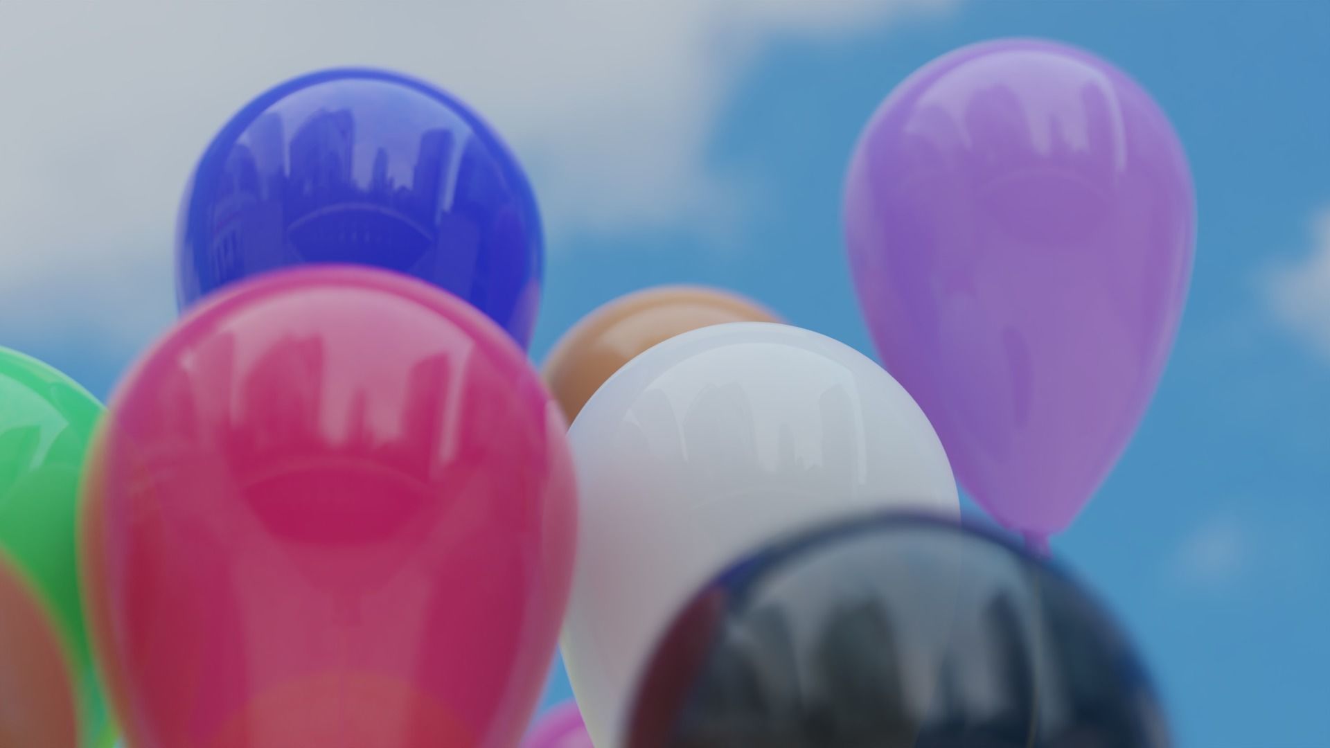 Ballon colorful balloons in sky 3D model_4