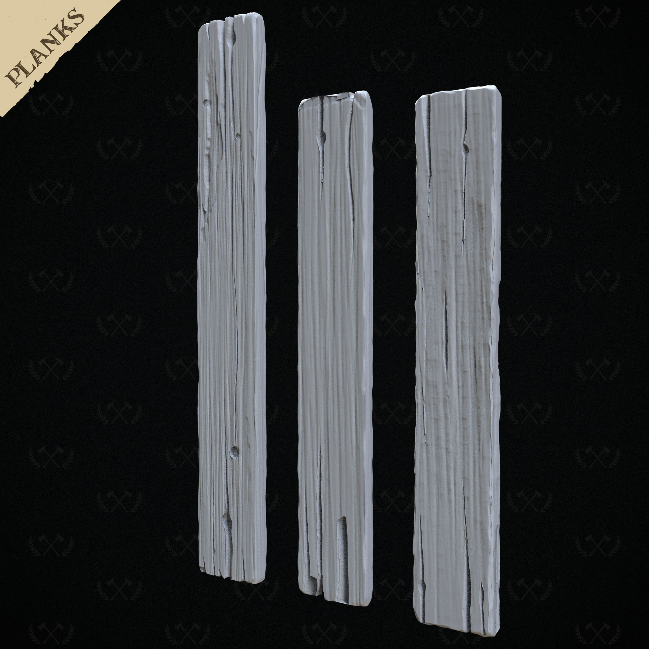 3X Wooden Planks - Diorama and Miniature Models - Lumberjack 3D print model_4