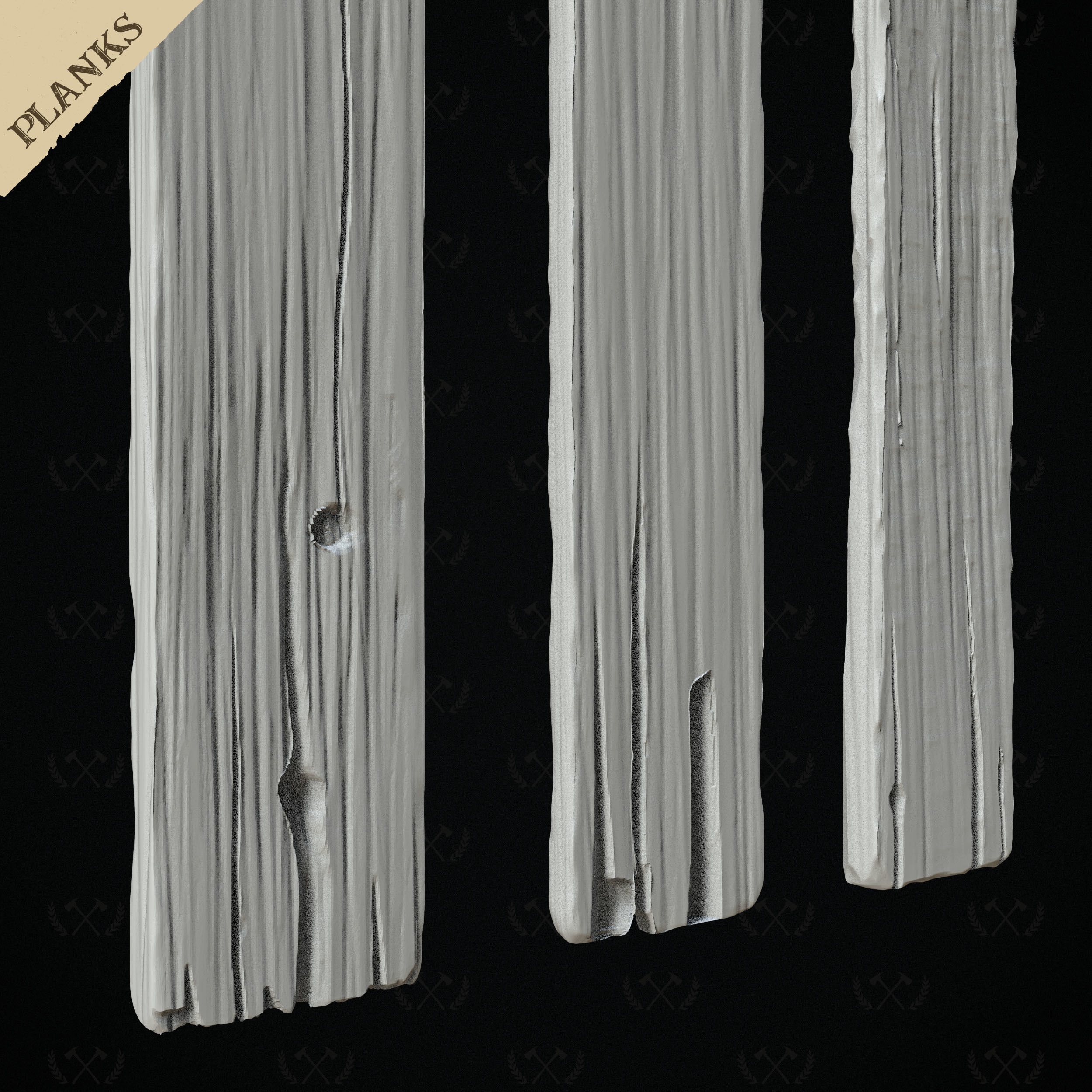 3X Wooden Planks - Diorama and Miniature Models - Lumberjack 3D print model_23