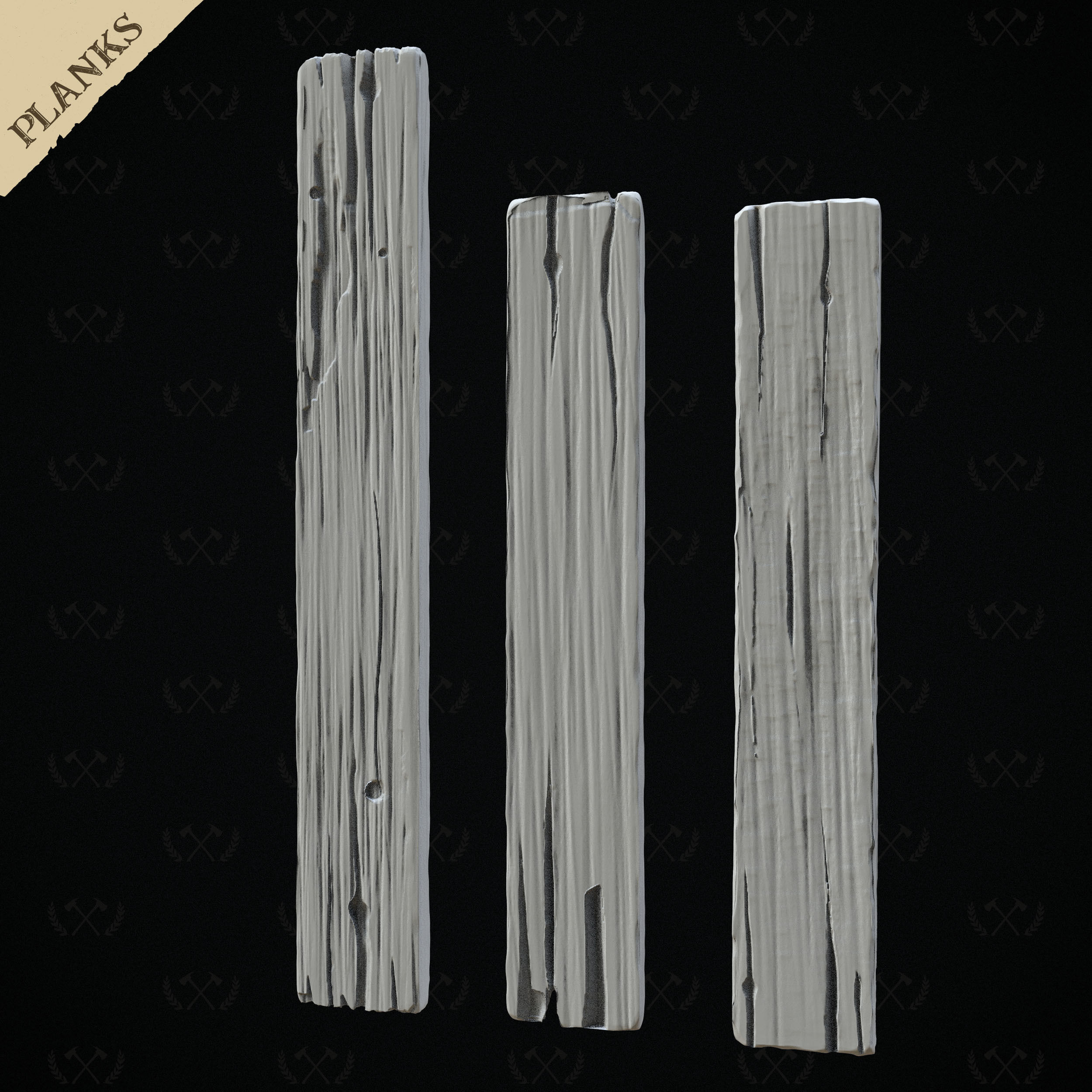 3X Wooden Planks - Diorama and Miniature Models - Lumberjack 3D print model_22