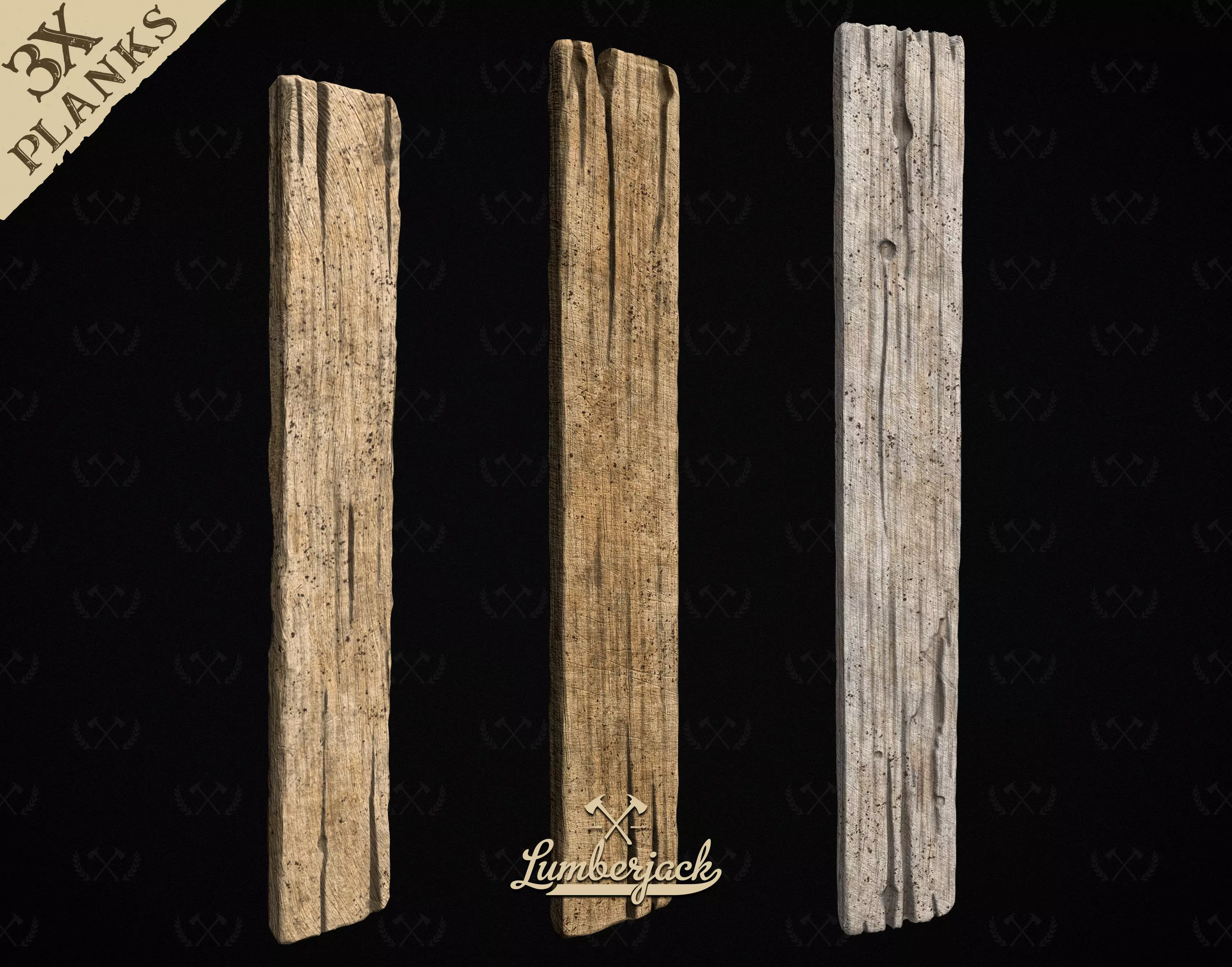 3X Wooden Planks - Diorama and Miniature Models - Lumberjack 3D print model_0