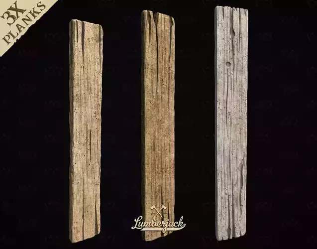 3X Wooden Planks - Diorama and Miniature Models - Lumberjack 3D print model