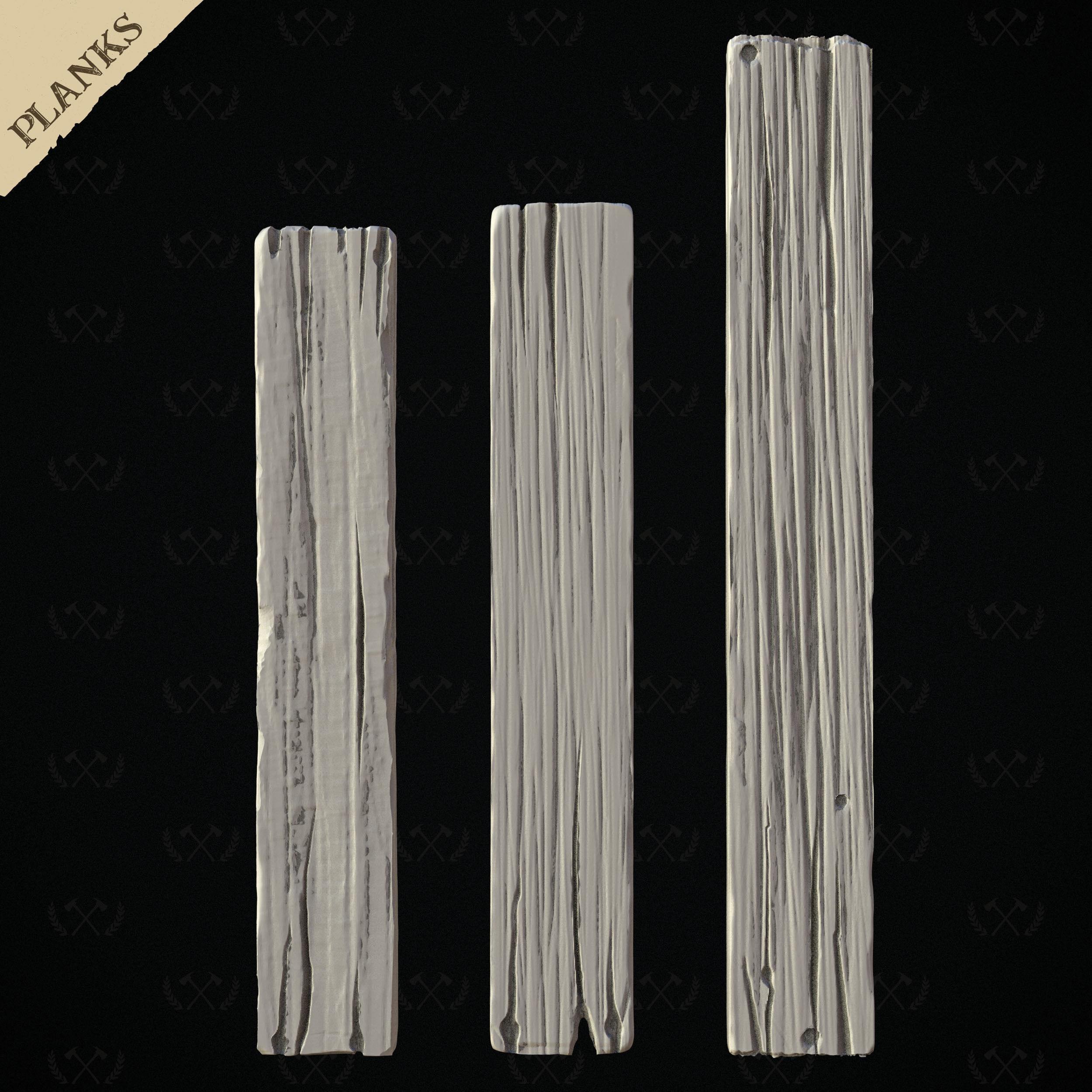 3X Wooden Planks - Diorama and Miniature Models - Lumberjack 3D print model_20