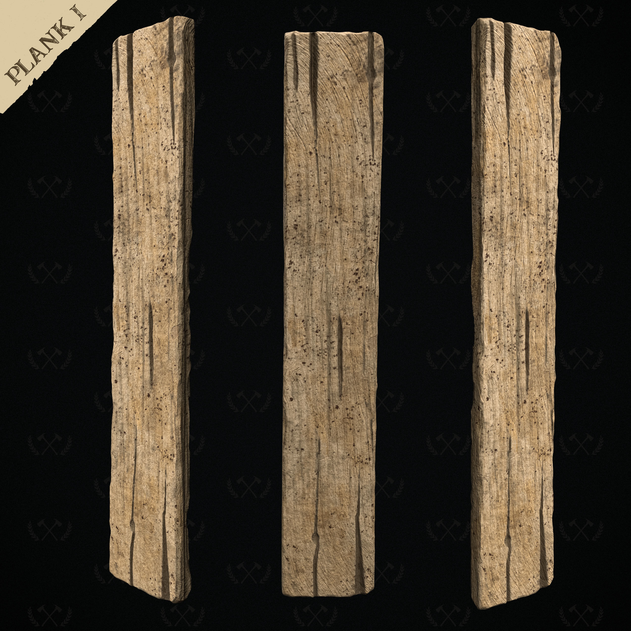 3X Wooden Planks - Diorama and Miniature Models - Lumberjack 3D print model_5